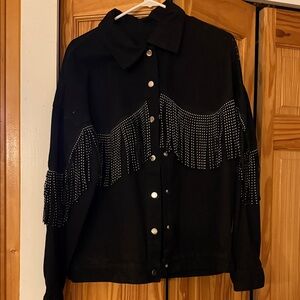 Black Fringe Studded Jacket